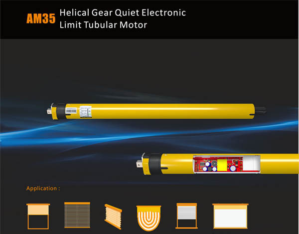 AM35 Helical Gear Quiet Electronic Limit Tubular Motor