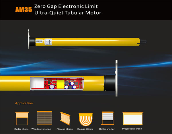 AM35 Zero Gap Electronic Limit Ultra-Quiet Tubular Motor